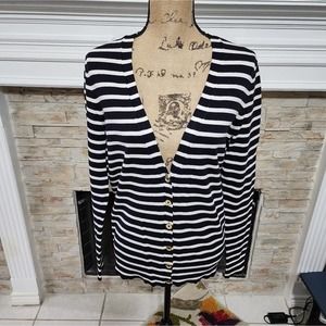 Michael Kors striped sailor button down lightweight cardigan sweater size medium